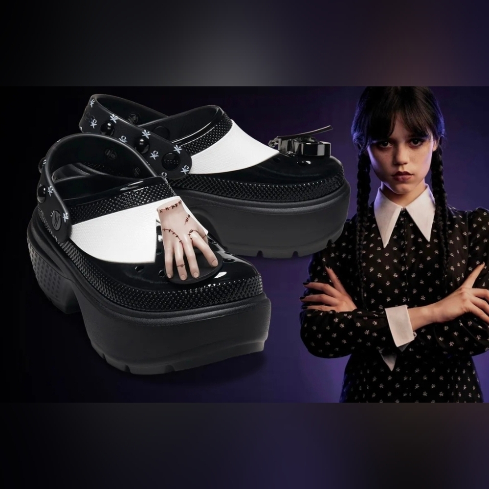 CROCS Black and White Mules